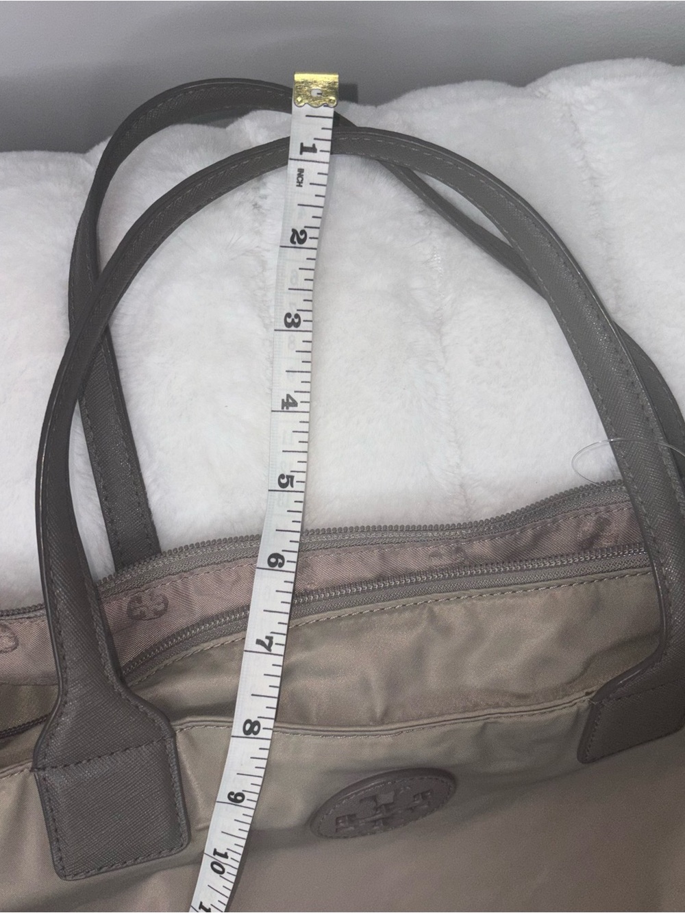 Tory Burch Nylon Tore Large Gray/Taupe color - Picture 8 of 9
